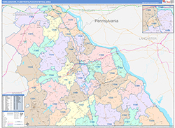 York-Hanover Metro Area Wall Map Color Cast Style 2026